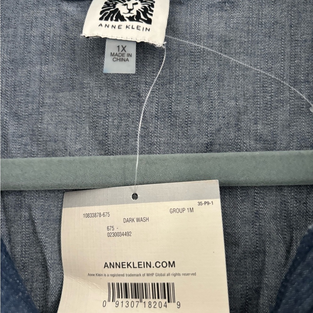Anne Klein Blue Denim Dress with Gold Zipper - Picture 3 of 4